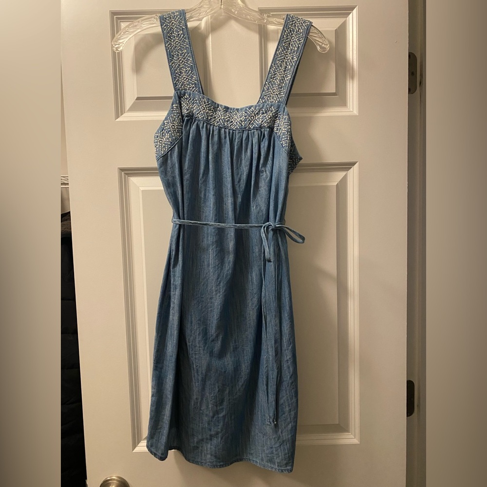 Universal Thread Denim Blue Embroidered Dress
